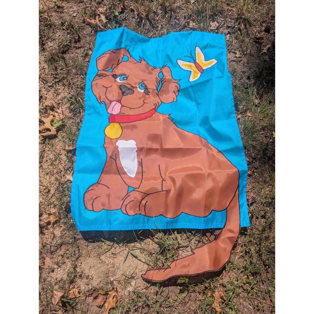 NOS Vintage 1994 Nylon Yard Flag 28"x40" Dog Lovers Puppy Veterinary Dog Spa
